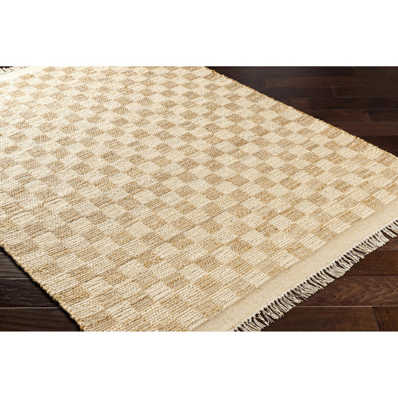 Handmade Light Brown and Beige Jute Rectangle Area Rug 5' x 7'