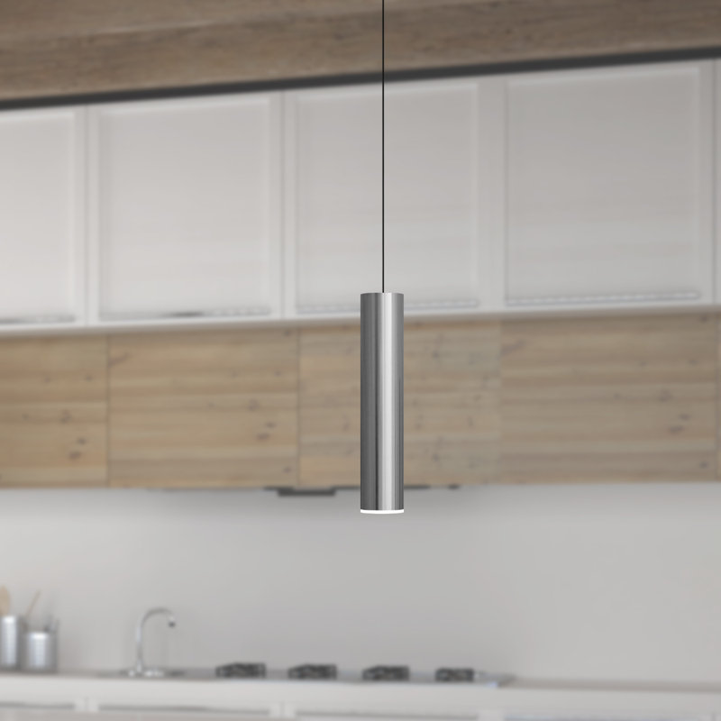 Luminaire suspendu cylindrique à 1 lumière Nevcivan, Nickel