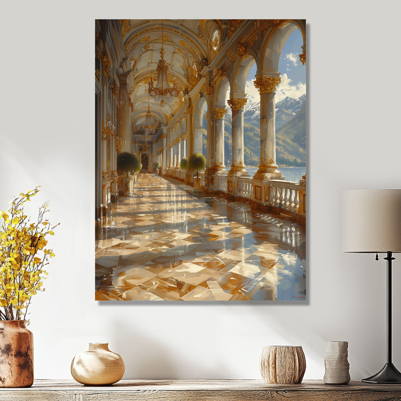 Or gris, été, Renaissance française, château, art mural, Métal métal, H 32 po x l 24 po x P 1 po