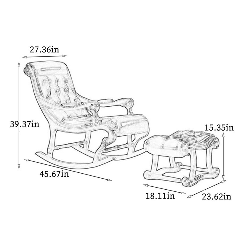 Chaise berçante en chêne massif de qualité, Vert