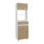 Garde-manger, 4 portes, 1 tiroir, 4 pieds, 4 tablettes, chêne naturel / blanc
