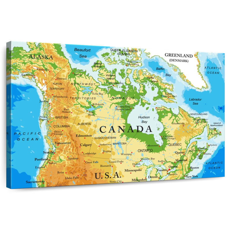Aliaz Map Of Canada, 26" H x 39" W