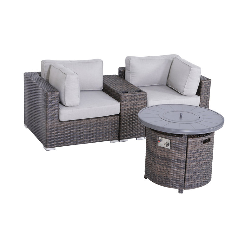 Ensemble de conversation modulaire en rotin avec coussins 4 pièces Cleo