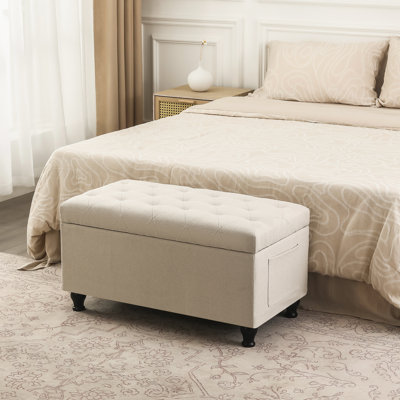 31 Inches Upholstered Tufted Storage Ottoman Bench