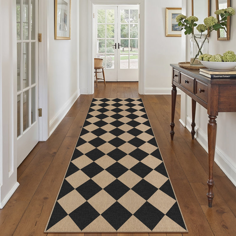 Tapis en lin à motif antidérapant Amelia, Tapis de couloir 2 pi x 8 pi
