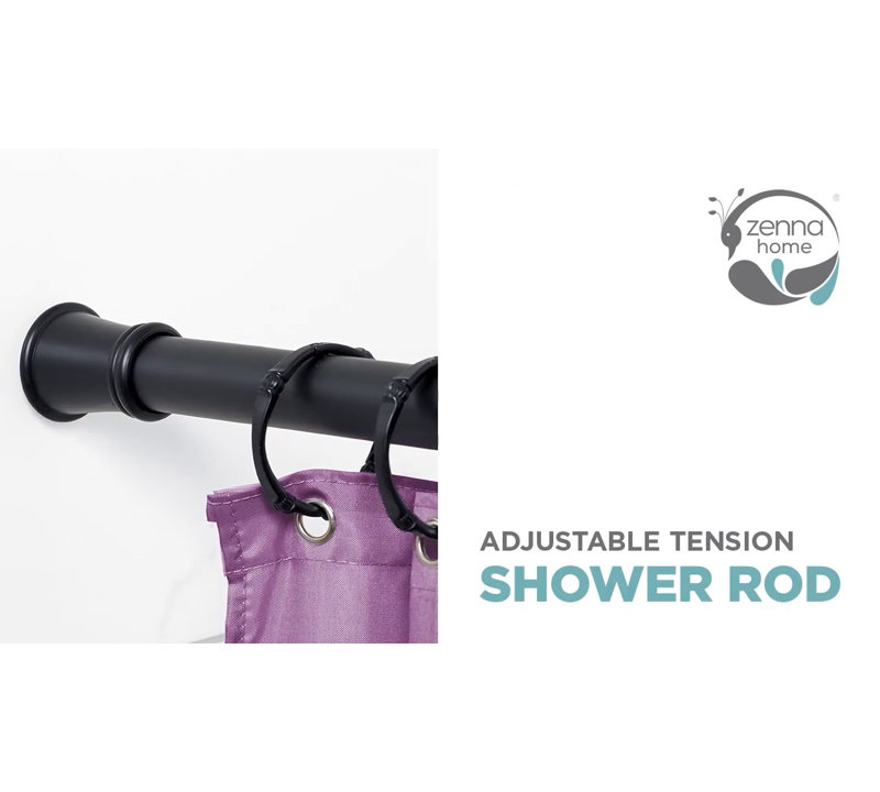 Adjustable White Steel Tension Shower Rod, 26" to 76"
