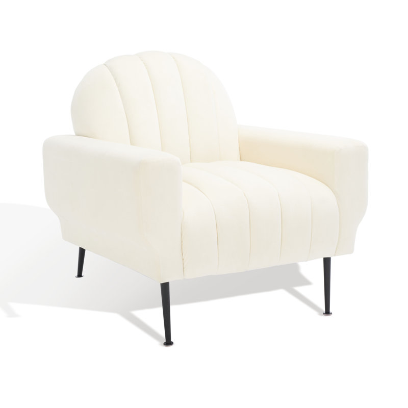 Chaise capitonnée Olly Channel, Crème