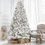 Arbre de Noël 9 pi avec 850 lumières UL et 63 pommes de pin naturelles - pointes en PVC enneigées, 2240 pointes, structure à charnières, support en métal stable, installation facile-1016982762
