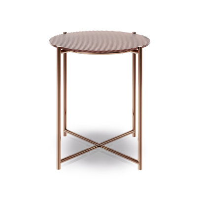 Alurta Glass Top Cross Legs Round Side Table