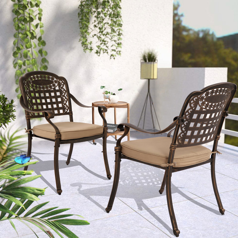 Spinella Premium All-Weather Wicker Outdoor Stacking Dining Armchair with Cushion