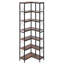 Bibliothèque d'angle à 7 niveaux, bibliothèque d'angle de 200 cm de haut avec structure métallique robuste et étagères en bois, étagère d'angle réversible en forme de L de style industriel pour chambre, salon, bureau
