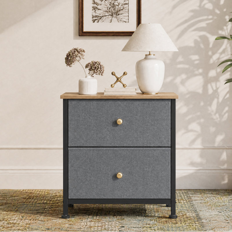 Table de chevet 2 tiroirs Jaece, Dusty Blue, Individual