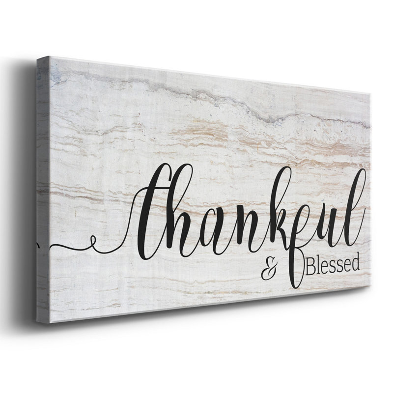 Thankful & Blessed - Impression sur toile tendue, H 16 po x l 8 po x P 1 po