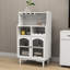 Armoire à vin avec tablettes ouvertes - Présentez vos collections en blanc pour le rangement des boissons Assemblage facile requis