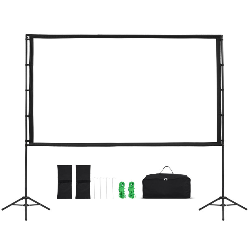 Tripod Projector Screen with 2 Stands 100 Inch 160° Wide Angle 4K HD 16:9