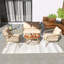 Ensemble de conversation d'extérieur 4 personnes d'inspiration bohémienne avec coussins amovibles, ensemble de conversation pour patio avec plateau en bois, pieds réglables beige