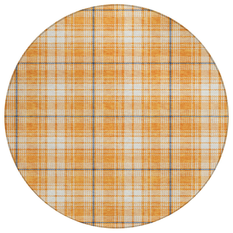 Aurora Orange Washable Indoor-Outdoor Rug - , 8' x 8'