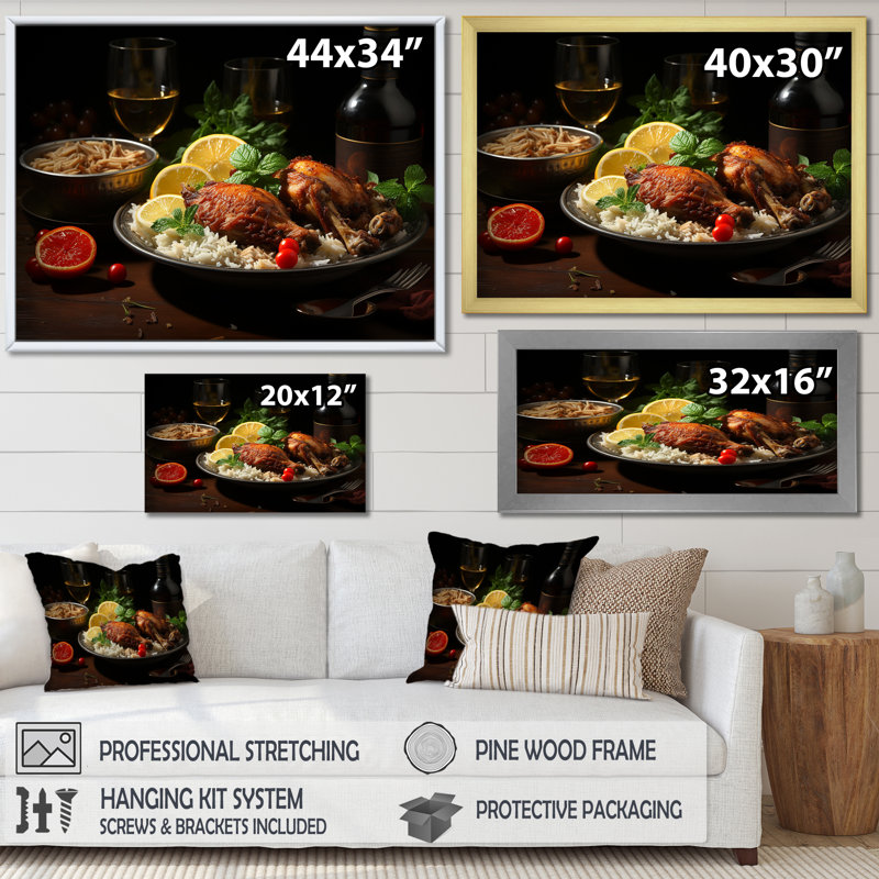 Aroma Cuban Food Impression II - impression, Cadre flottant doré, H 16 po x l 32 po x P 1 po