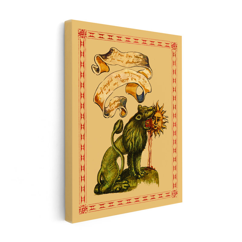 Lion vert dévorant le soleil, Sans cadre, Canevas, H 24 po x l 32 po