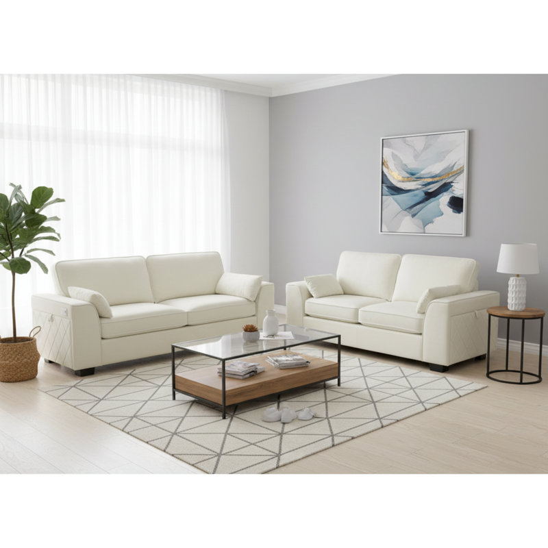 5 Seater Linen Sofa, Cream