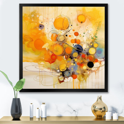 Orange et jaune, tourbillons de couleur II - Minimalisme abstrait, art mural