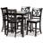 Esfira 5-Pc Counter Height Dining Set in Grey Fabric Upholstered, 42.5'' H X 18.7'' W X 20.5'' D-401573761