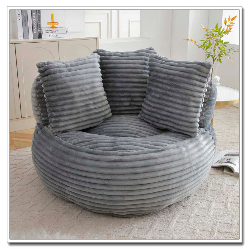 Grande chaise en velours côtelé avec bourre, Gris