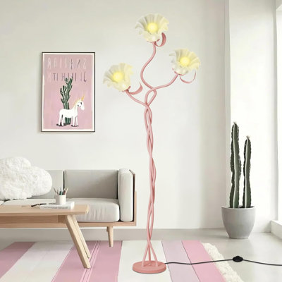 Vintage 3 Heads Flower Floor Lamp for Living Room,3 Color Modes LED Modern Corner Standing Lamp