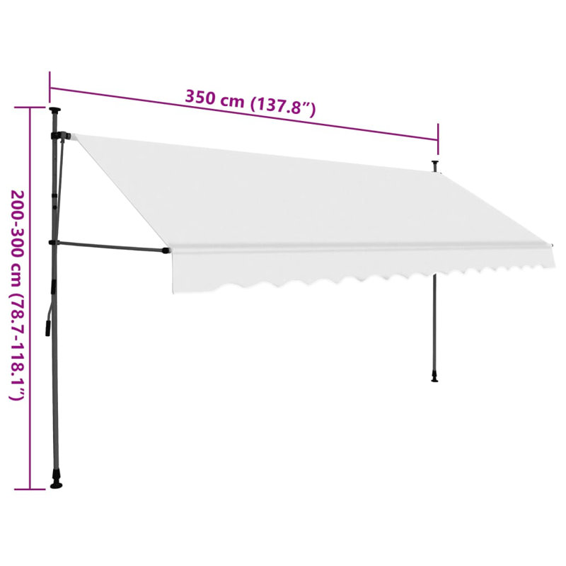 Dakota Fields Polyester Cream Cover Retractable, 3.5m W x 1.2m D, White
