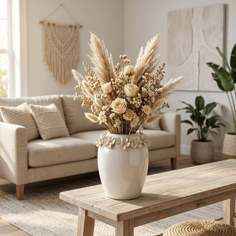 Vase floral texturé en céramique