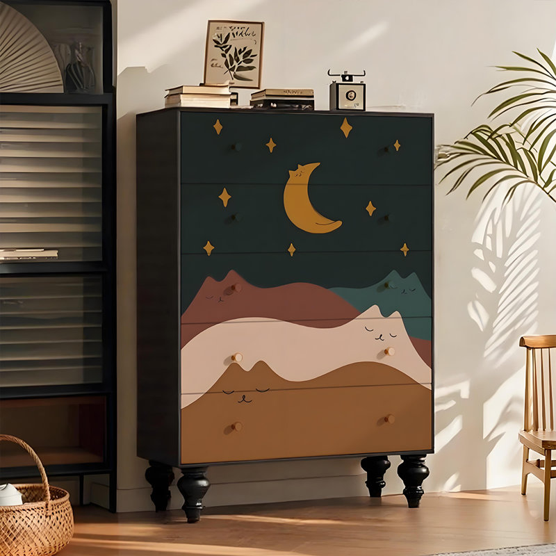 Modern Minimalist Solid Wood 5-Drawer Chest