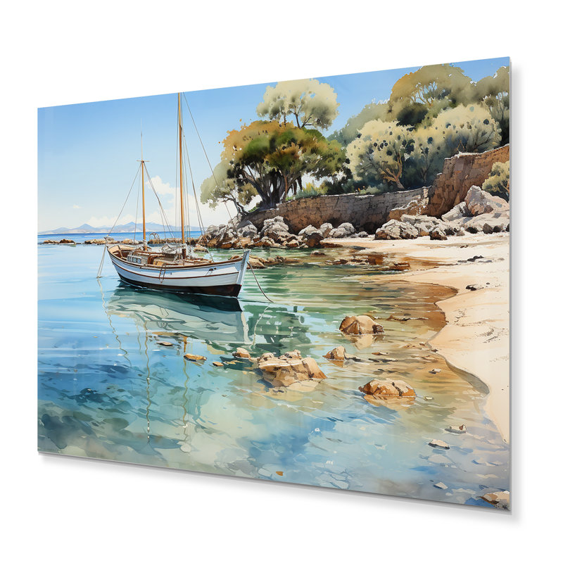 Dominicain Tranquil Bay II - impression nautique et de plage sur métal, H 30 po x l 40 po x P 1 po