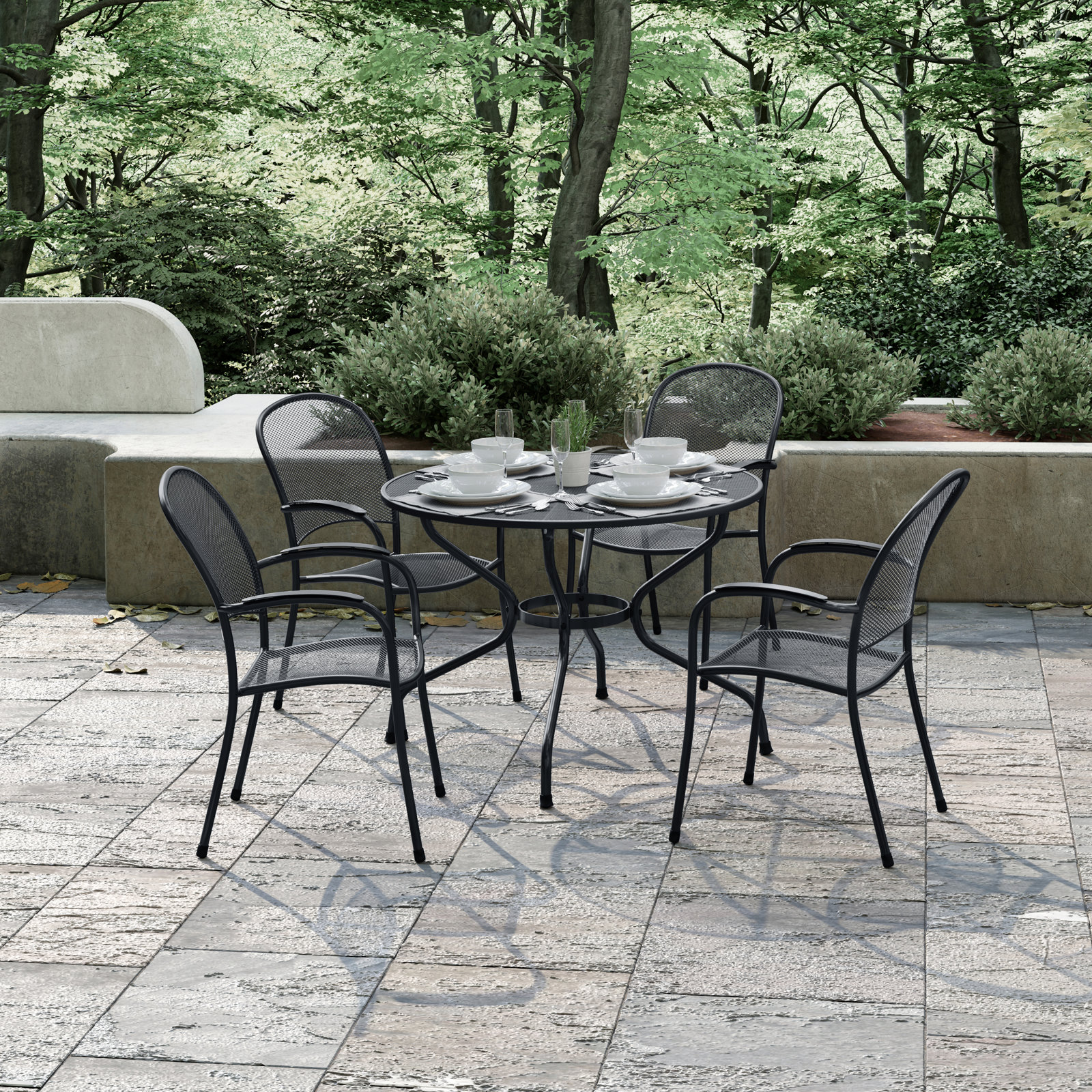 Waynesboro 42 " Patio Dining Set, Black
