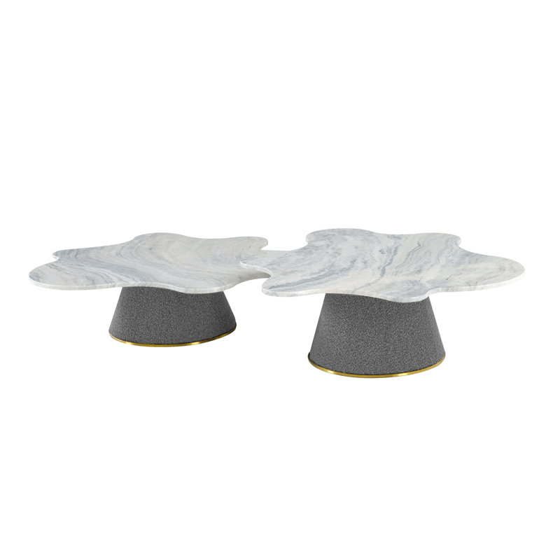 Simona 47'' Round Marble Top Coffee Table with Sleek Metal Base