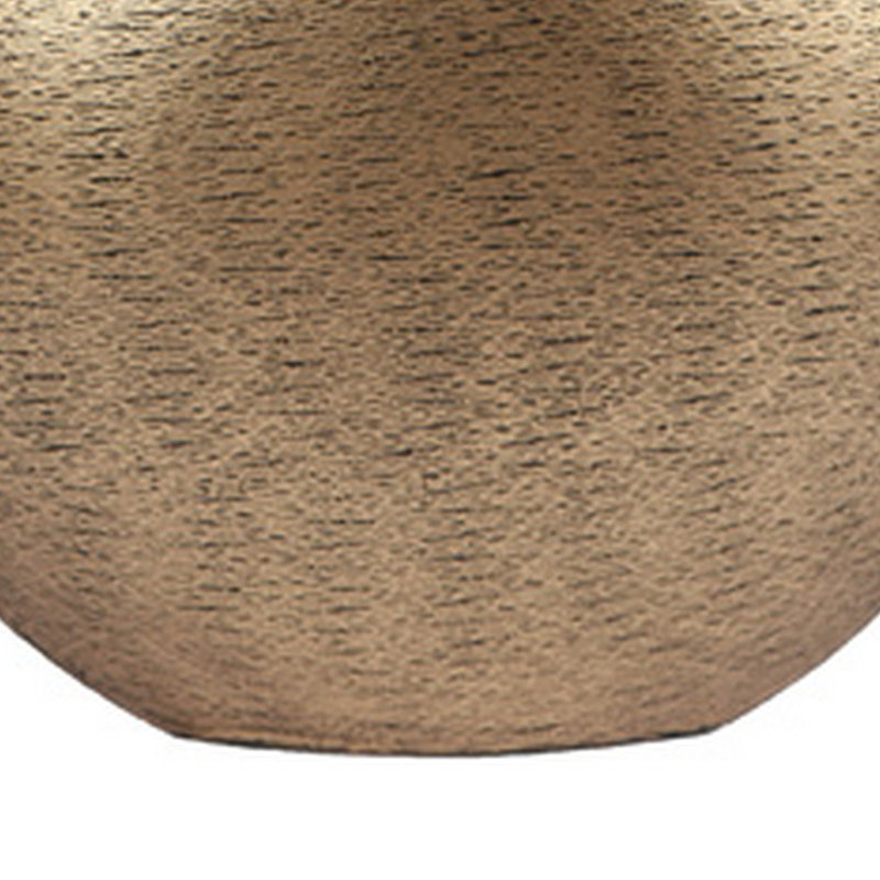 Bier Decor Vase, Curved Mouth, 16 Inch Round Metal Frame, Flat Base, Gold