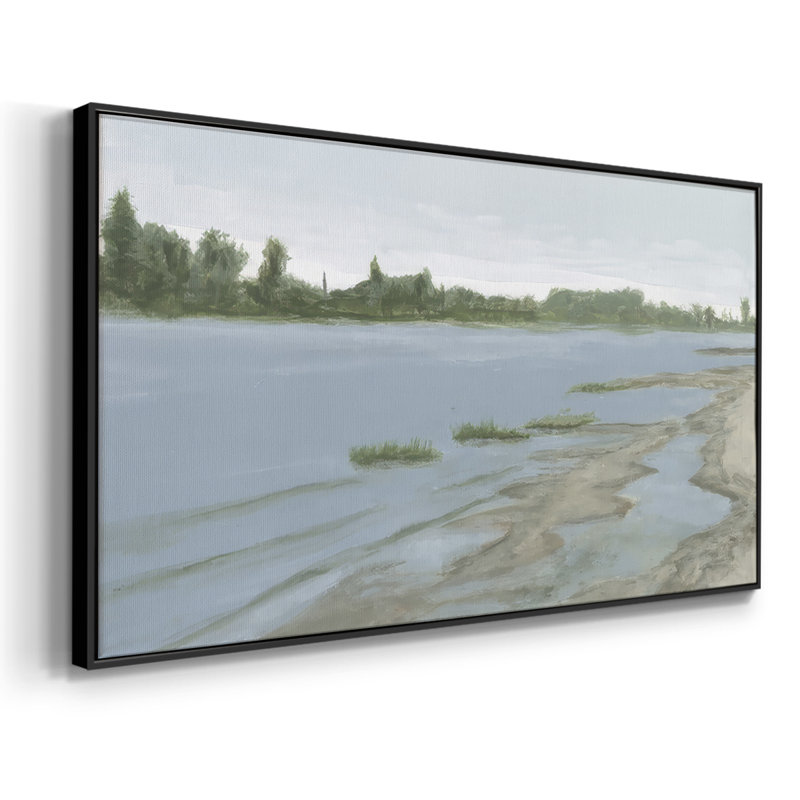 Tide Sands IV - Toile tendue avec châssis tendue, prête à être accrochée, Noir, H 21 po x l 41 po