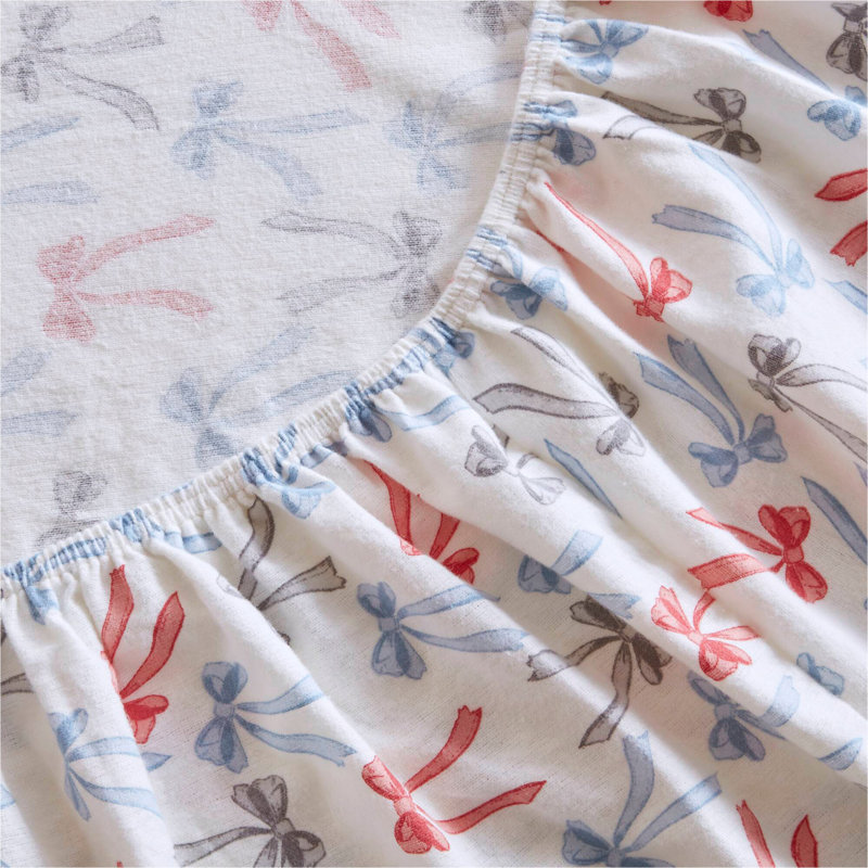 Ensemble de draps 3 pièces à imprimé 100% coton, Happy Bows, Ensemble de draps pour lit simple avec deux taies