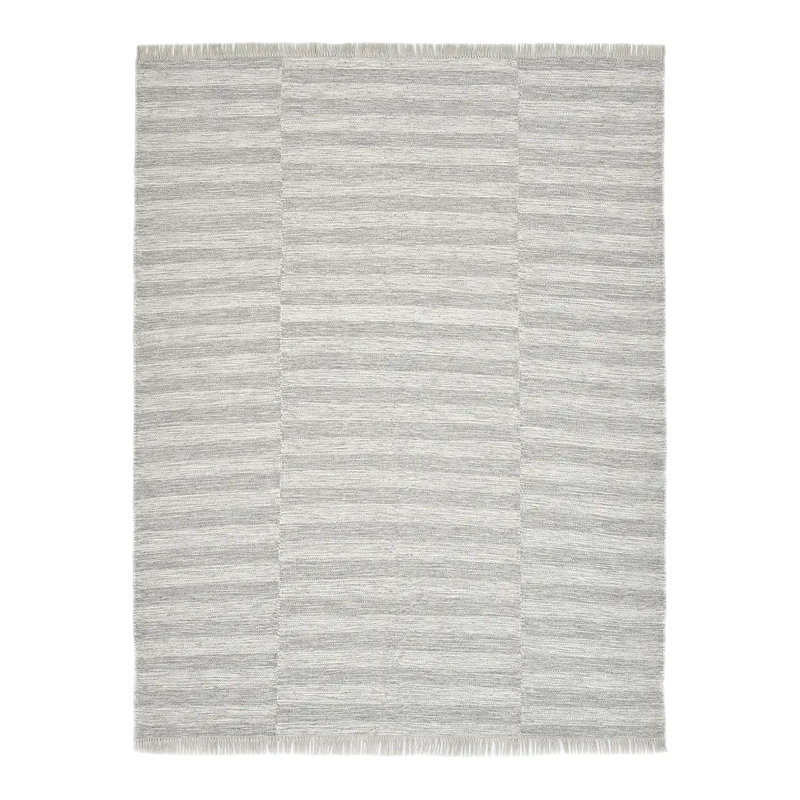 Tapis argenté en laine noué à la main Reva, Rectangle 10 pi x 14 pi