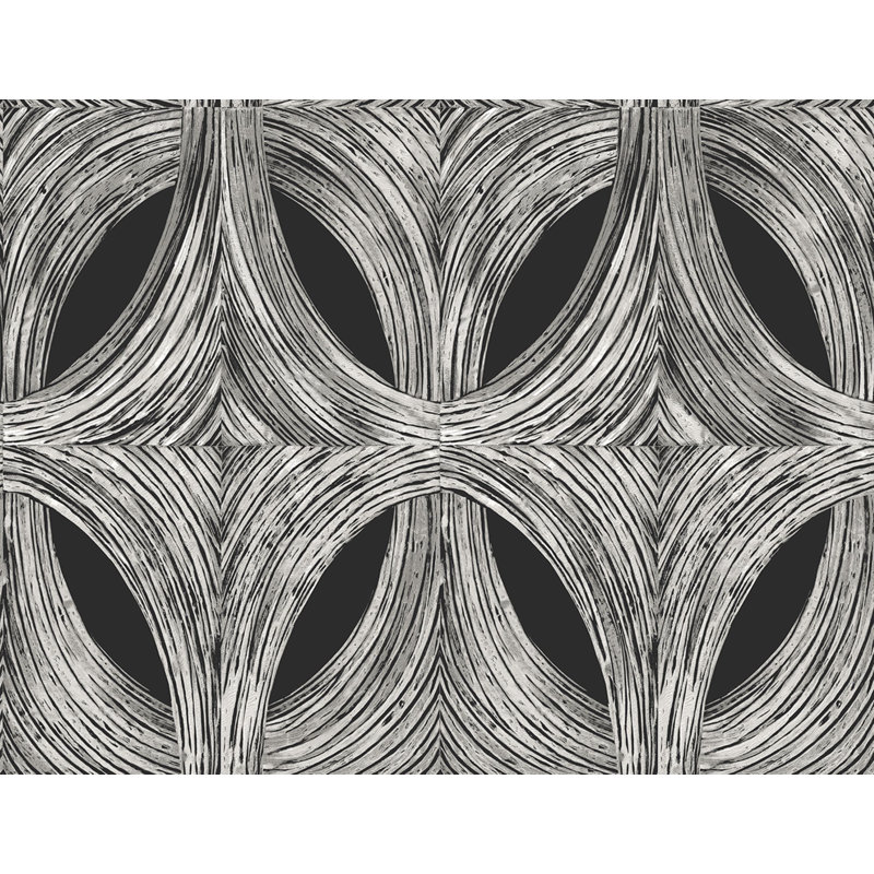 Papier peint abstrait Becerril, Noir / argent