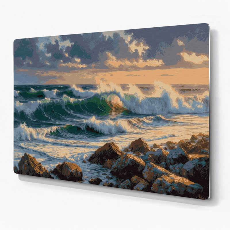 Art mural en métal Coastal Atlantic Shoreline, H 240 po x l 360 po x P 0,05 po