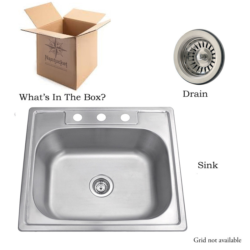 Madaket 25" 304 Stainless Steel Drop-In Single Basin Kitchen Sink
