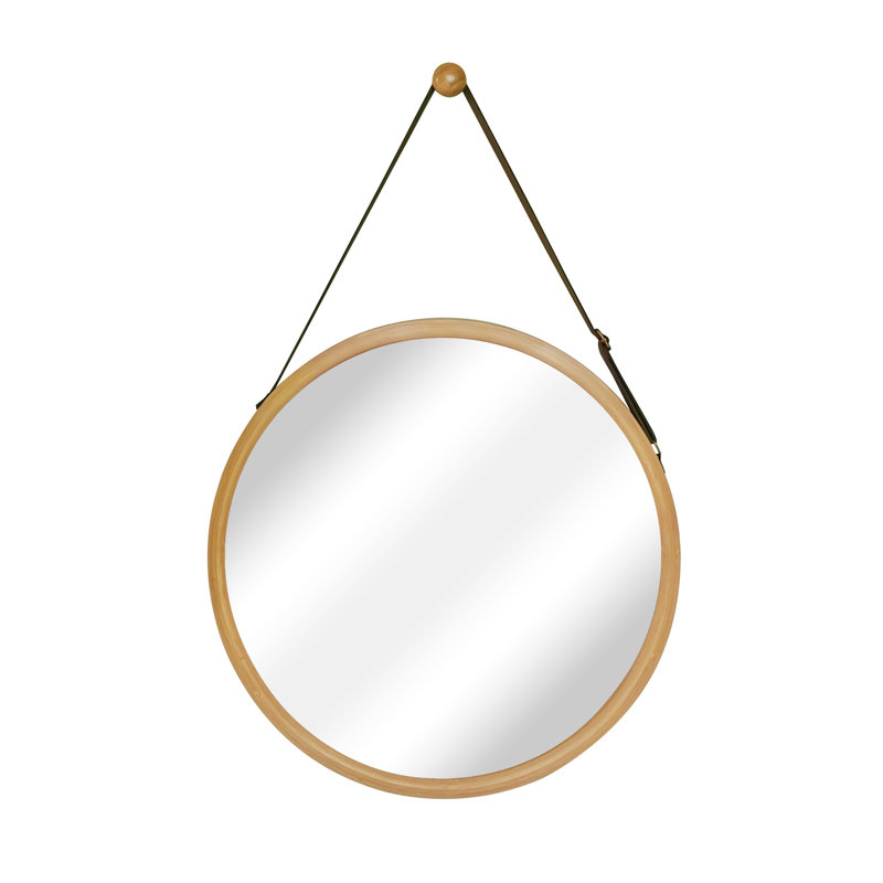 Jeffrey Wood Flat Wall Mirror, 18" H x 18" W, Natural