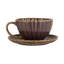 Tasse en grès nervuré avec soucoupe en glacis réactif-1718164673