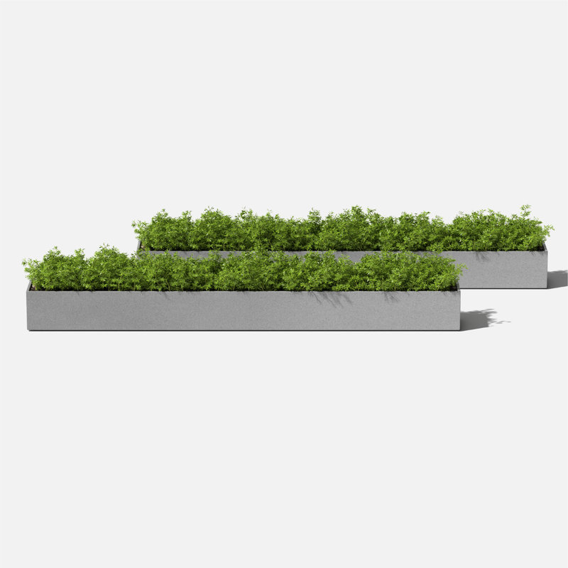 Boîte à fleurs en plastique Geo Series, H 3 po x l 32 po x P 3,5 po, Ensemble de 2, gris