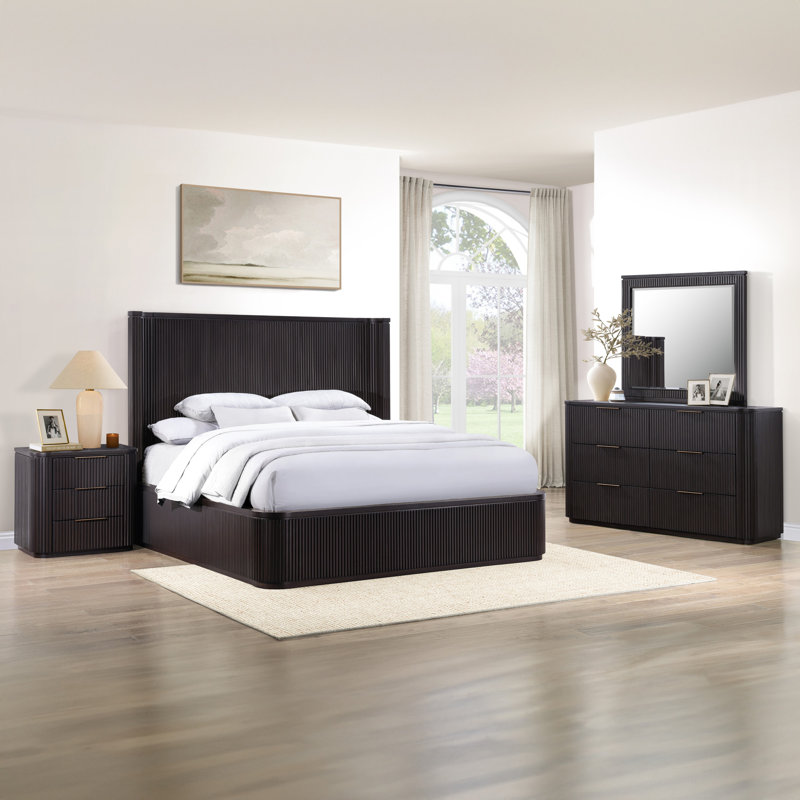 Ensemble de chambre à coucher 4 pièces Henry, Espresso brun, Très grand
