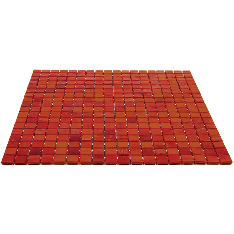 Skosh 0.6" x 0.6" Glass Grid Mosaic Wall & Floor Tile, Rose Red