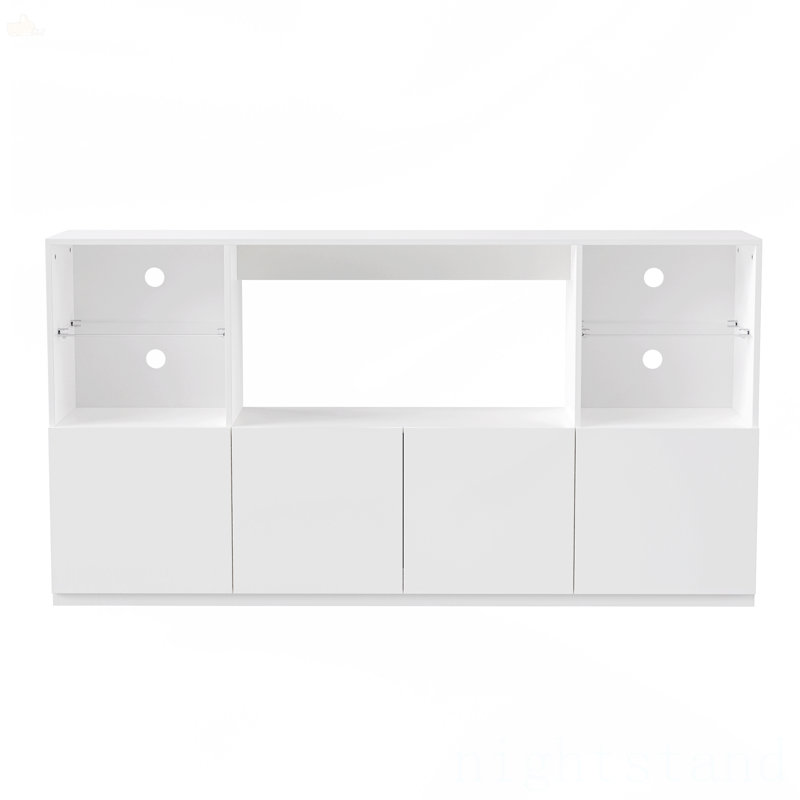 Meuble télé ultrabrillant avec lumières DEL, Blanc