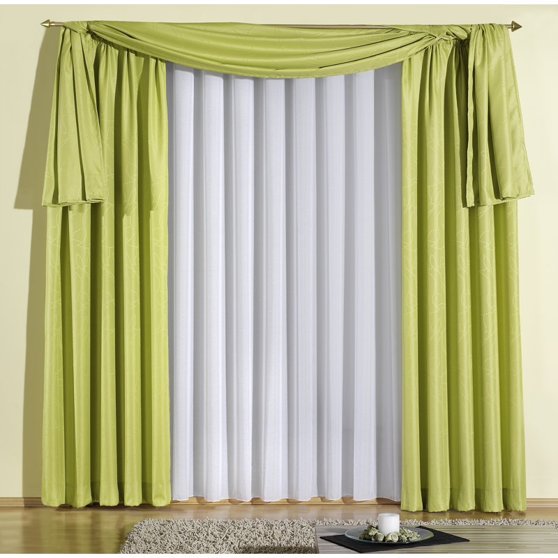 Longoria Room Darkening Window Scarf, 500cm Width x 135cm Drop, Green