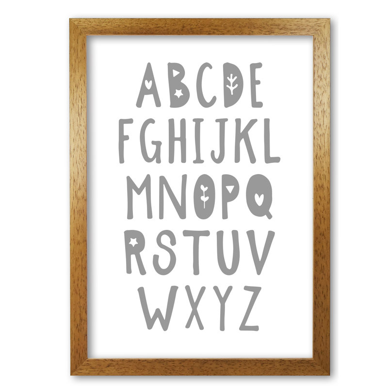 Alphabet - Painting, Honey Oak Frame, 42 cm H x 30 cm W x 5 cm D