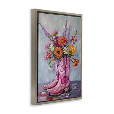 Bottes de cowboy florales encadrées, toile flottante par Petal Prints Design